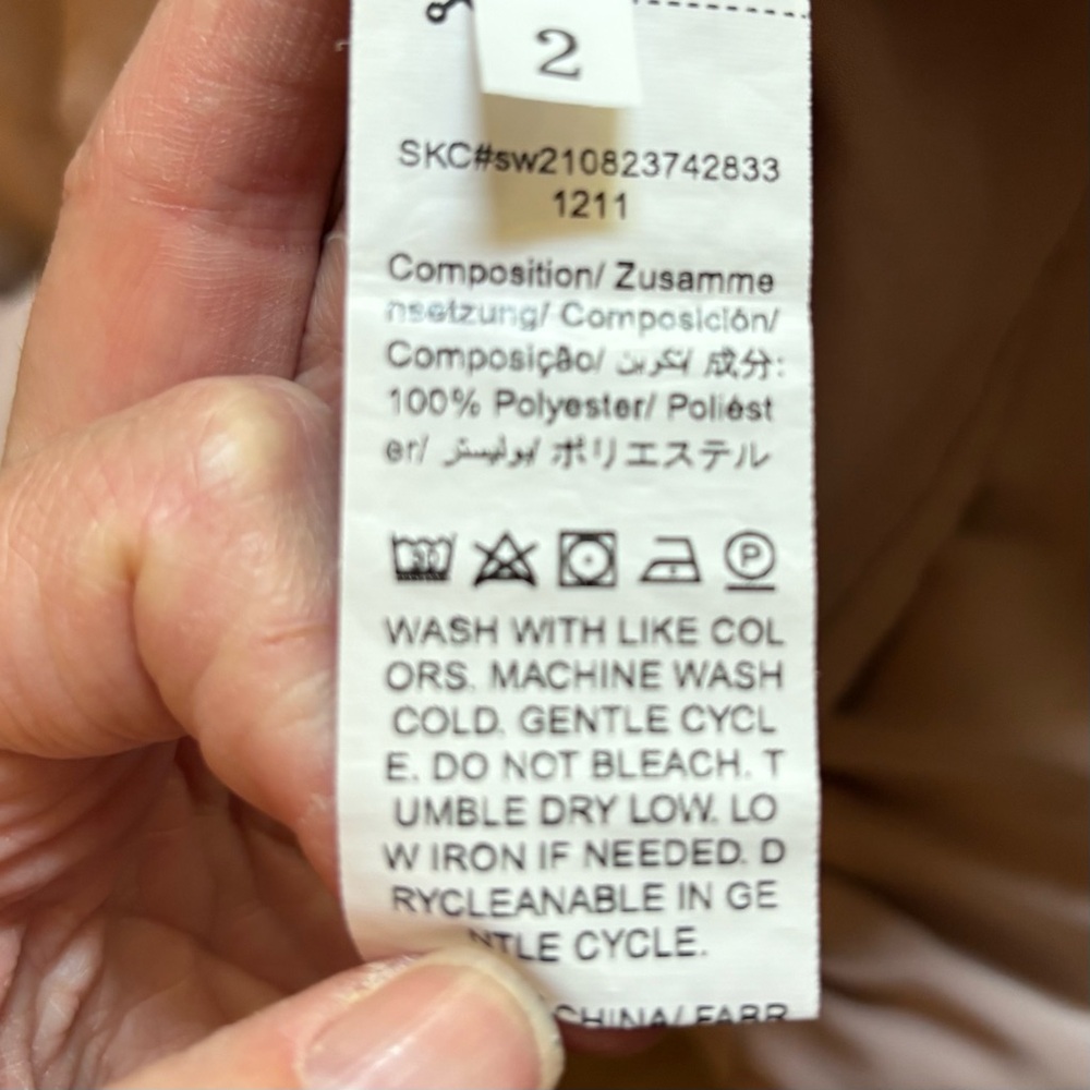 Square Neck Shirred Ruched Bodice Flounce Sleeve Ruffle Hem Dress in Khaki, Med - Picture 5 of 7